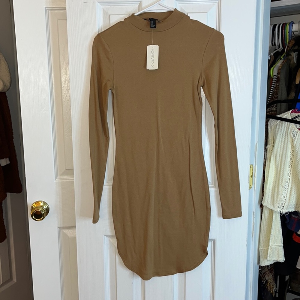 Camel Long Sleeve Dress